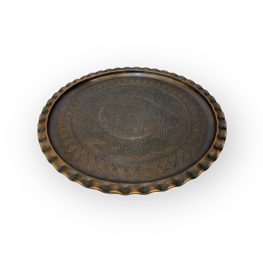 Oksitli Bakır İşlemeli Tepsi 35cm