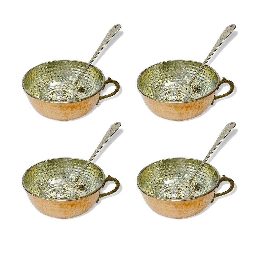 4 Adet Bakır Ayran Tası