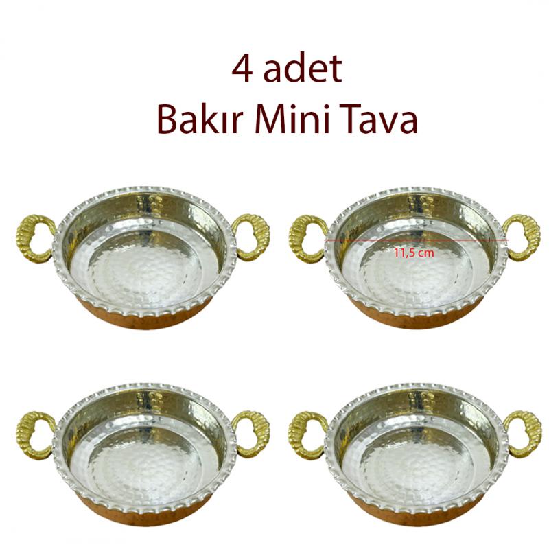 Mini Bakır Tava 4 Adet