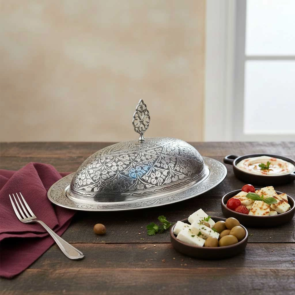 40 cm Ağır İşlemeli Bakır Kayık Sahan