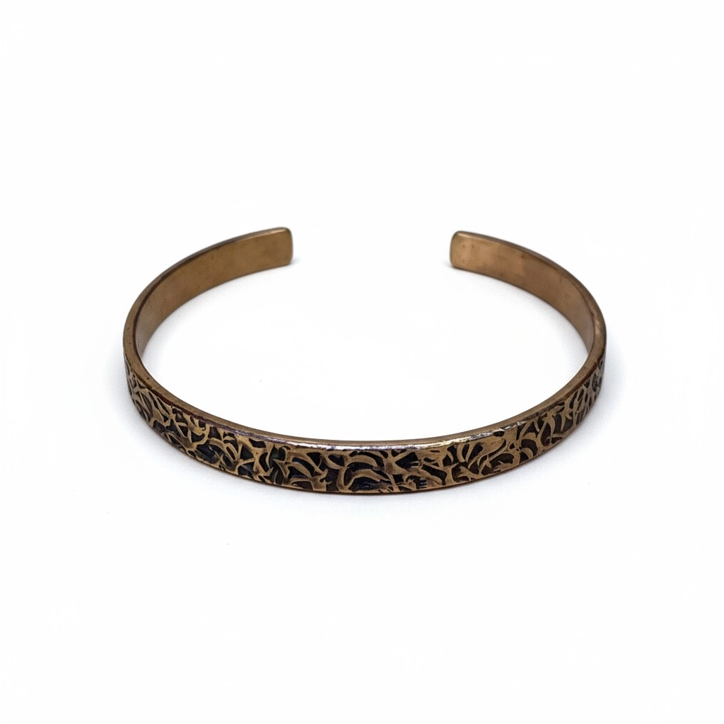 Ağaç Kabuğu Desenli Bakır Bileklik