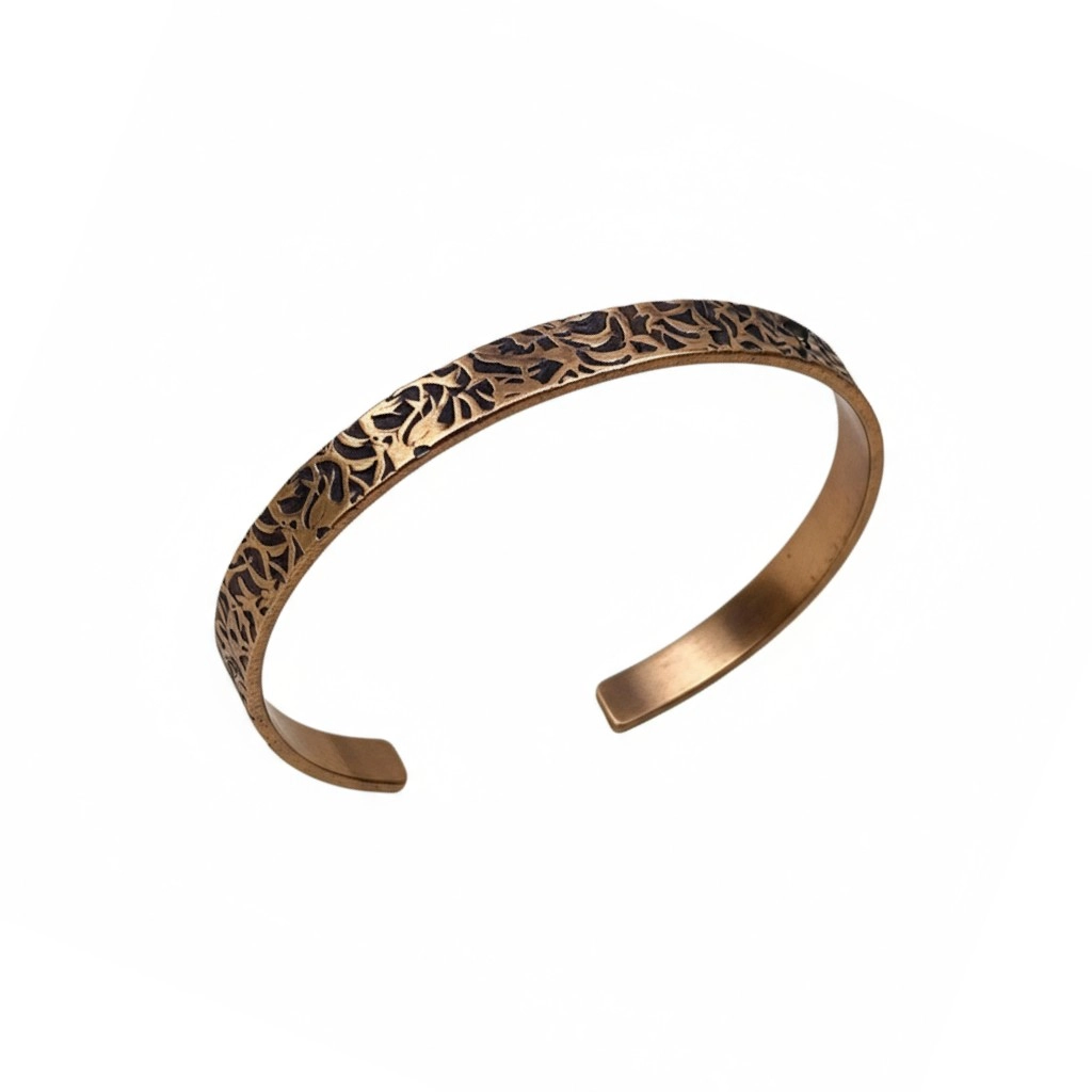 Ağaç Kabuğu Desenli Bakır Bileklik