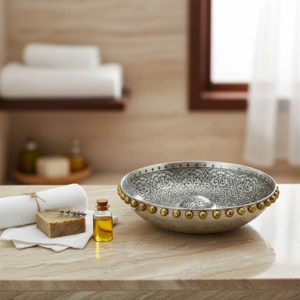 Ağır İşlemeli Bakır Hamam Tası