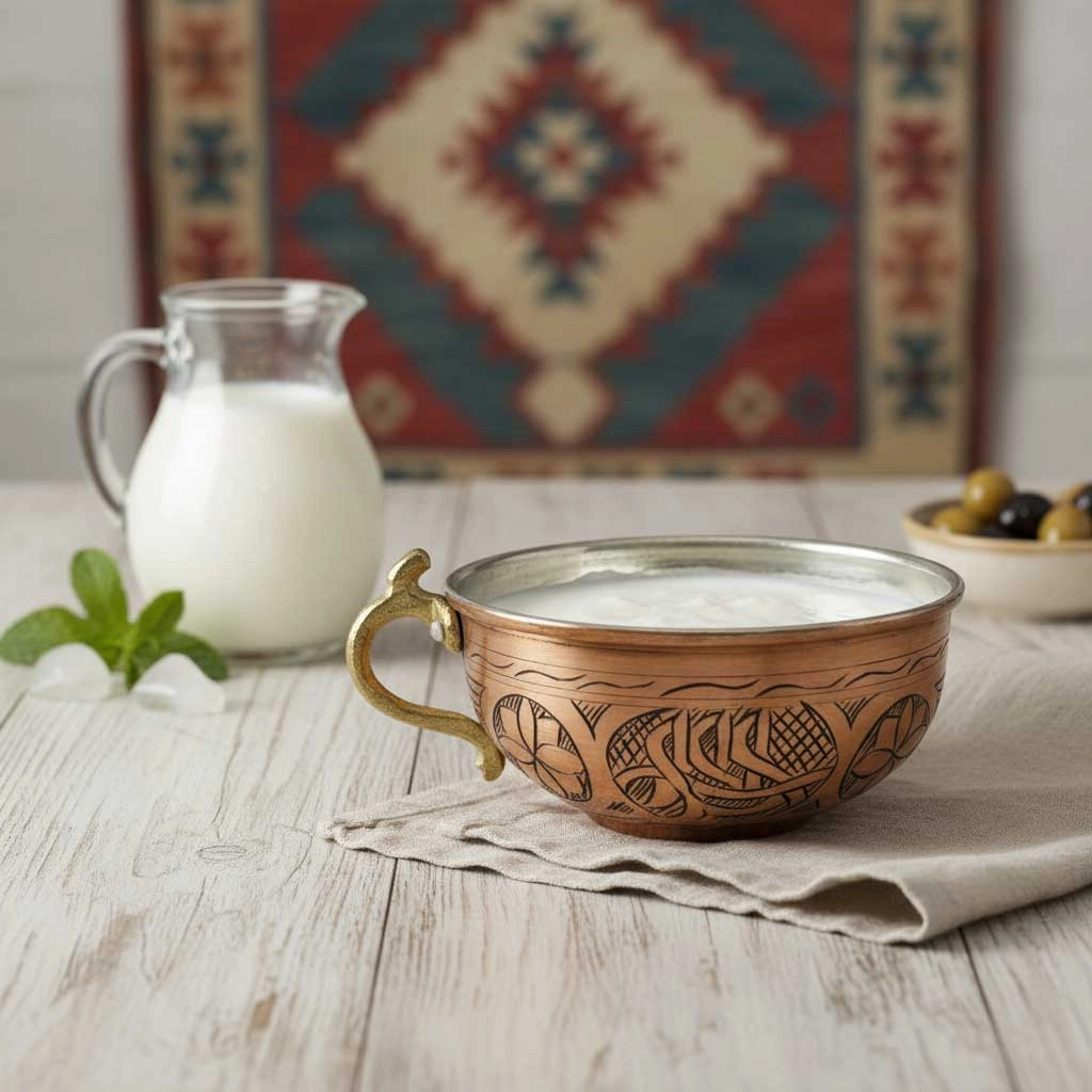 Skoçlu İşlemeli Bakır Ayran Tası