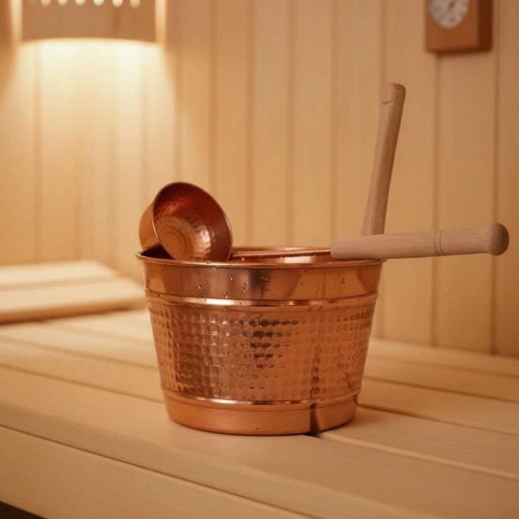 Bakır Sauna Kovası ve Kepçesi