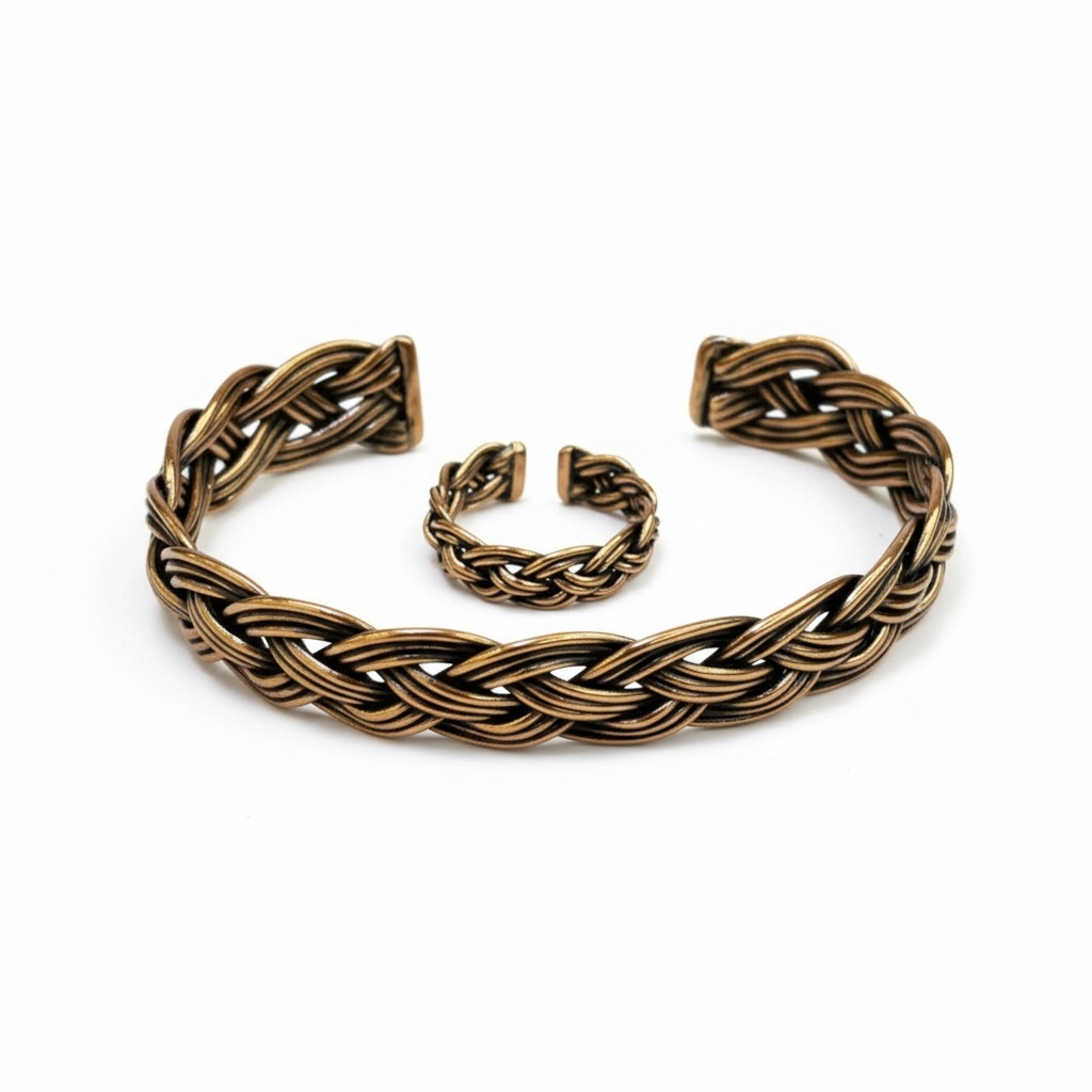 Bakır Tel Örme Bileklik ve Yüzük