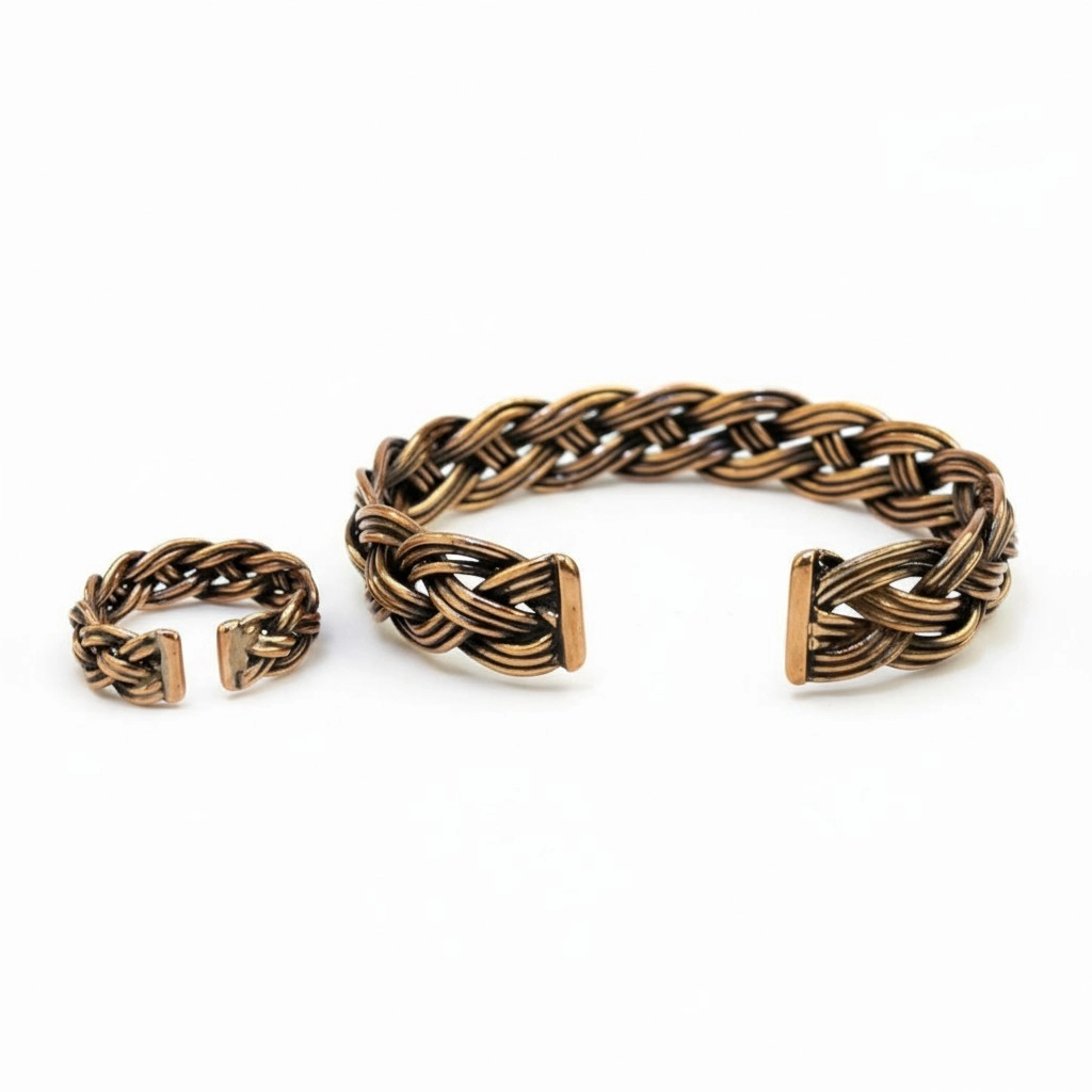 Bakır Tel Örme Bileklik ve Yüzük