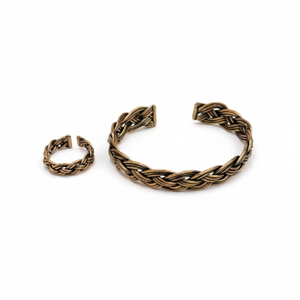 Bakır Tel Örme Bileklik ve Yüzük