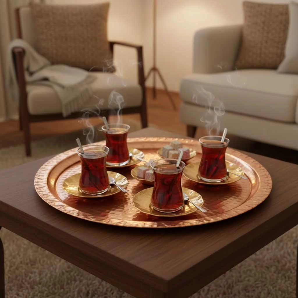 Çirtlikli Bakır Çay Tabağı