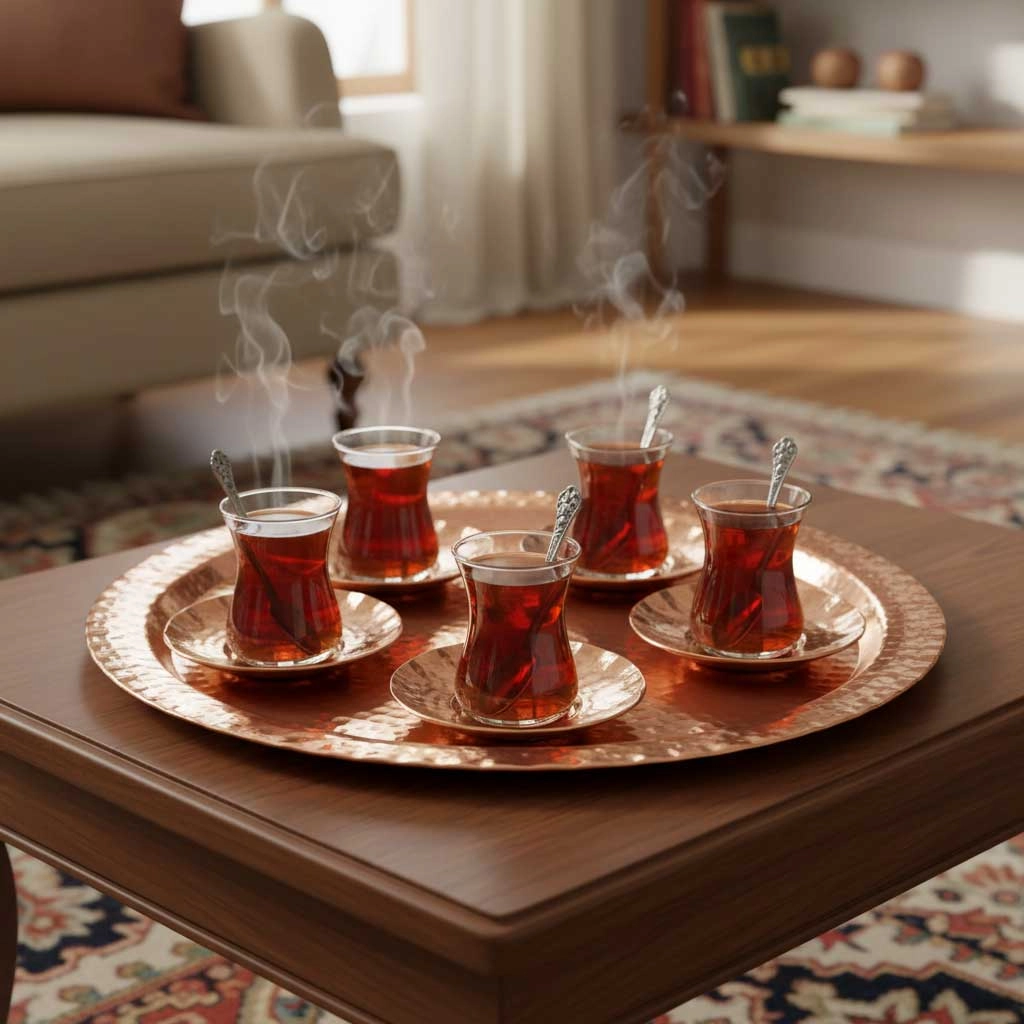 Çirtlikli Bakır Çay Tabağı