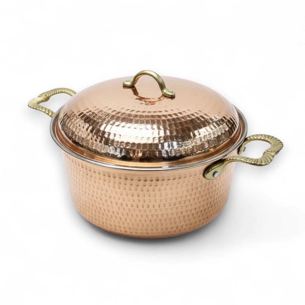 Dövme Bakır Dik Tencere 28 cm