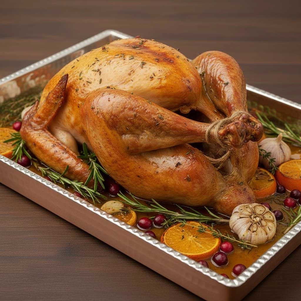 Dövme Bakır Köşeli Fırın Tepsisi Büyük