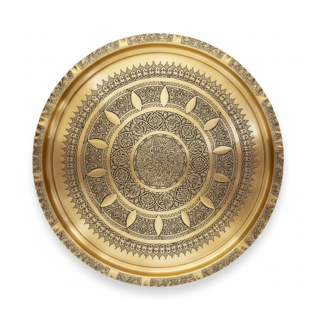 55 cm Skoç Eskitme İşlemeli Bakır Sini