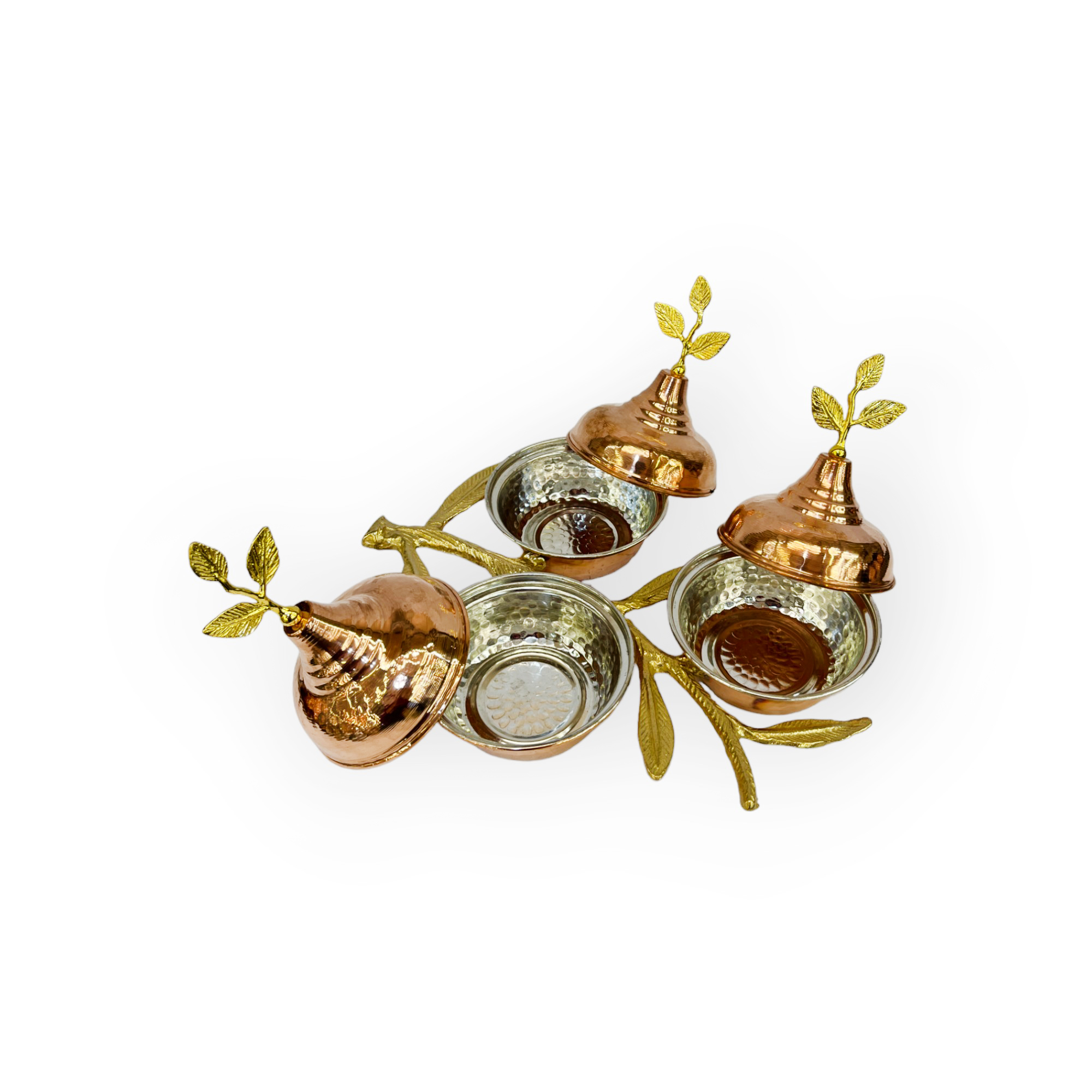 3’lü Bakır Zeytin Dalı Çerezlik