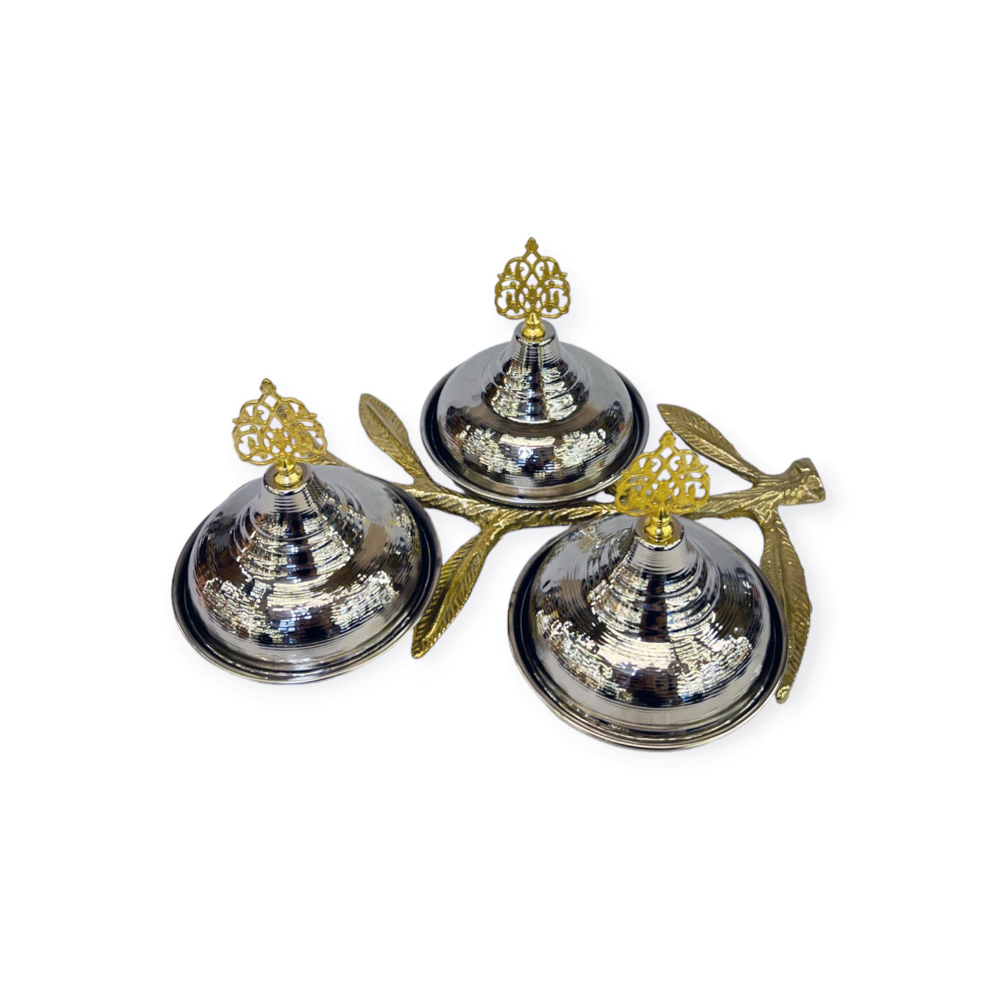 3’lü Nikelli Bakır Zeytin Dalı Çerezlik