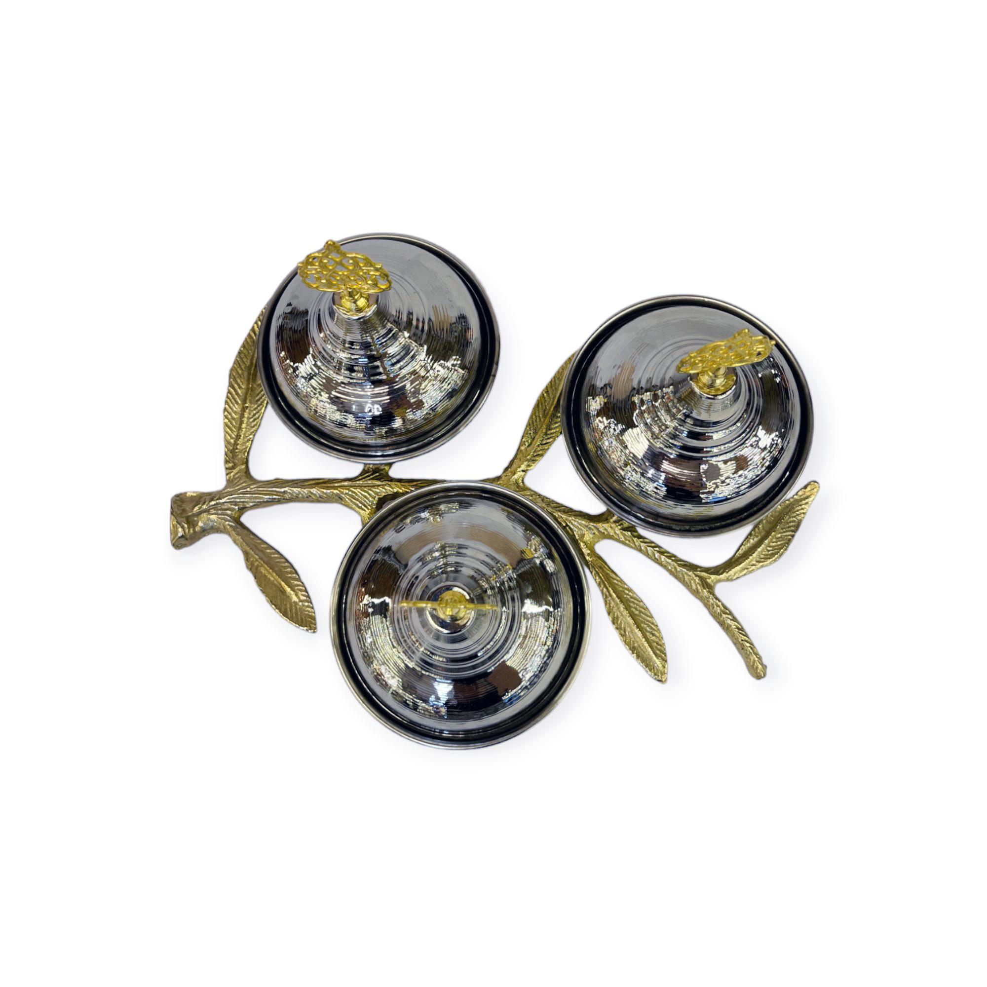 3’lü Nikelli Bakır Zeytin Dalı Çerezlik