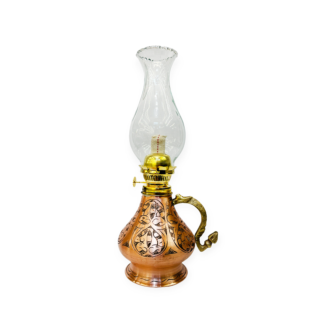İşlemeli Bakır Gaz Lambası Büyük Boy, G10085