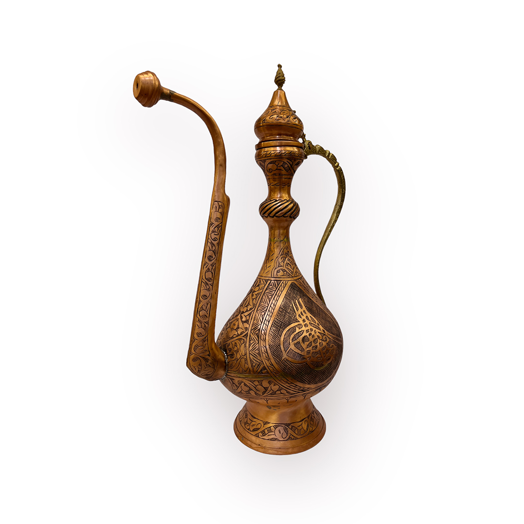 50 cm Oyma Nakışlı Söbe Bakır İbrik