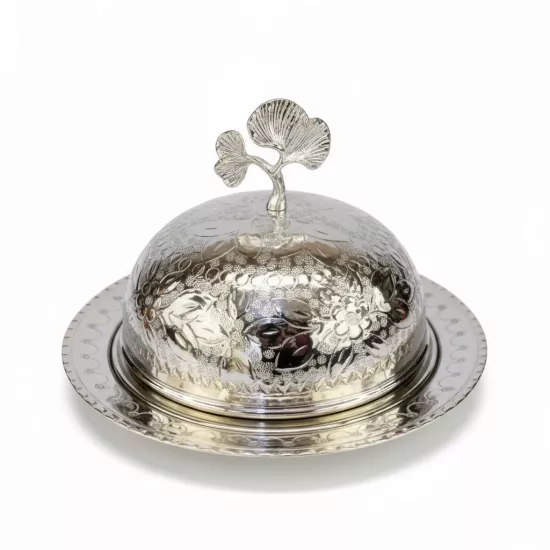 Nikel Kaplama İşlemeli Bakır Pilavlık No: 1