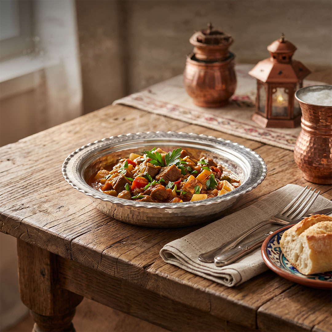 Kalaylı Bakır Yemek Tabağı