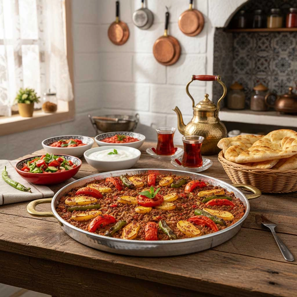 Dövme Bakır Kulplu Fırın Tepsisi 35 cm