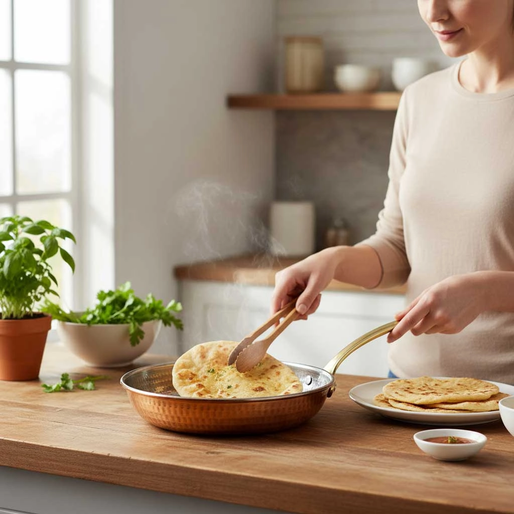 Tek Kulplu Dövme Bakır Tava 21 cm