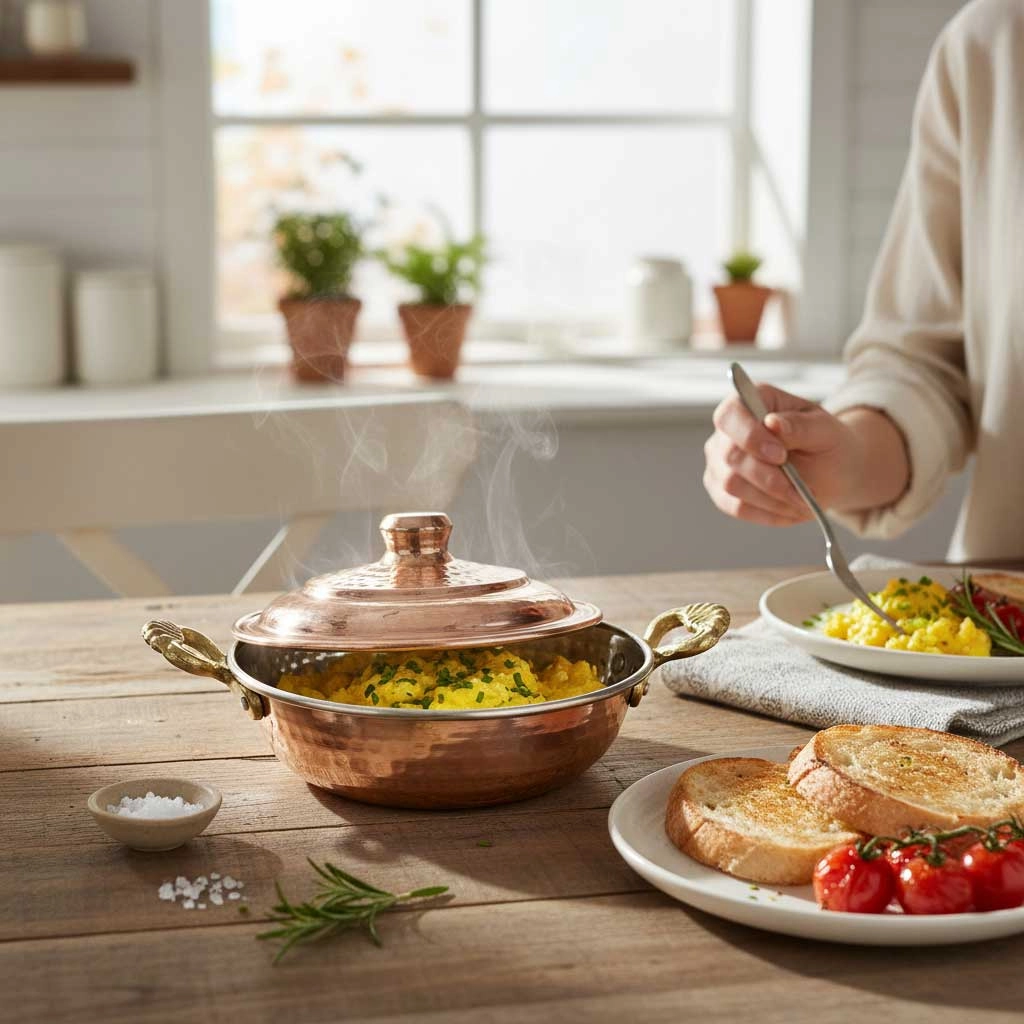 Kapaklı Derin Bakır Tava 3 No