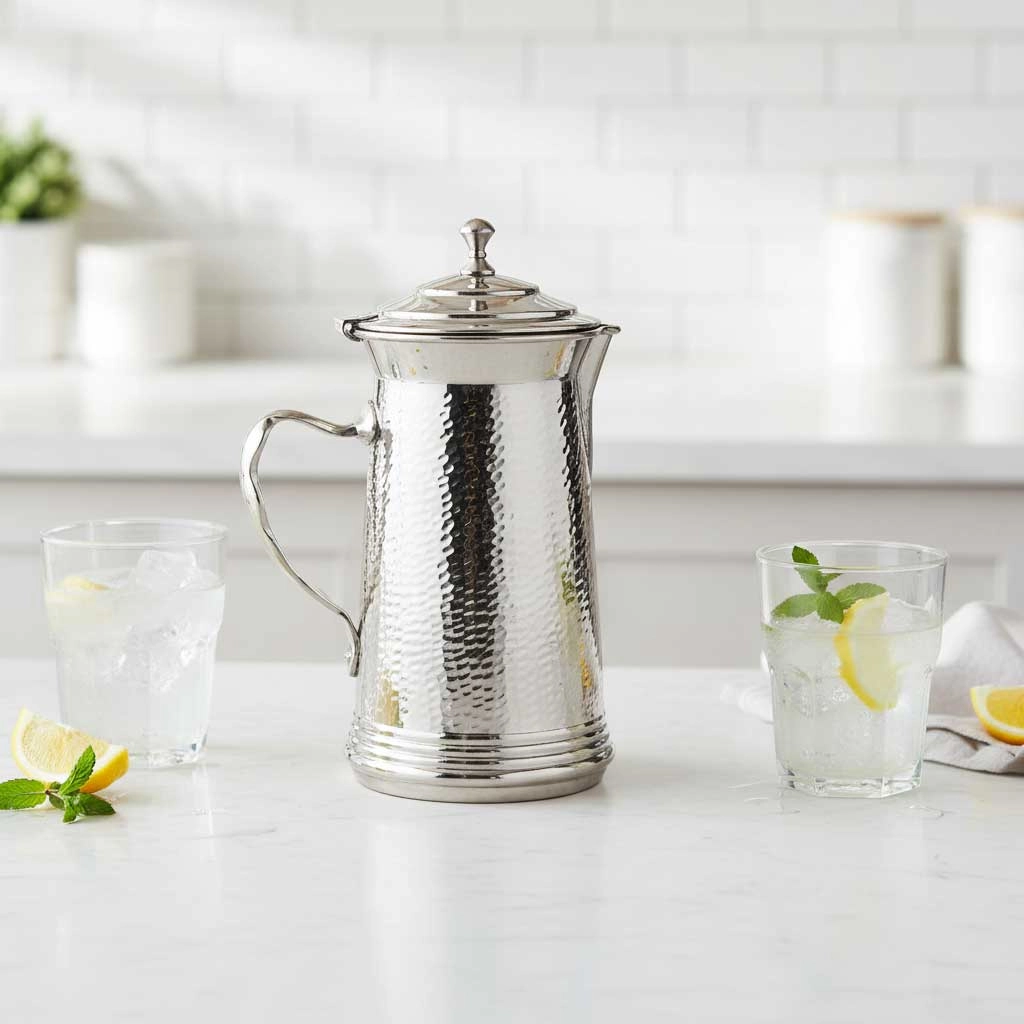 Markasi  Kapaklı Dövme Bakır Sürahi, 24181