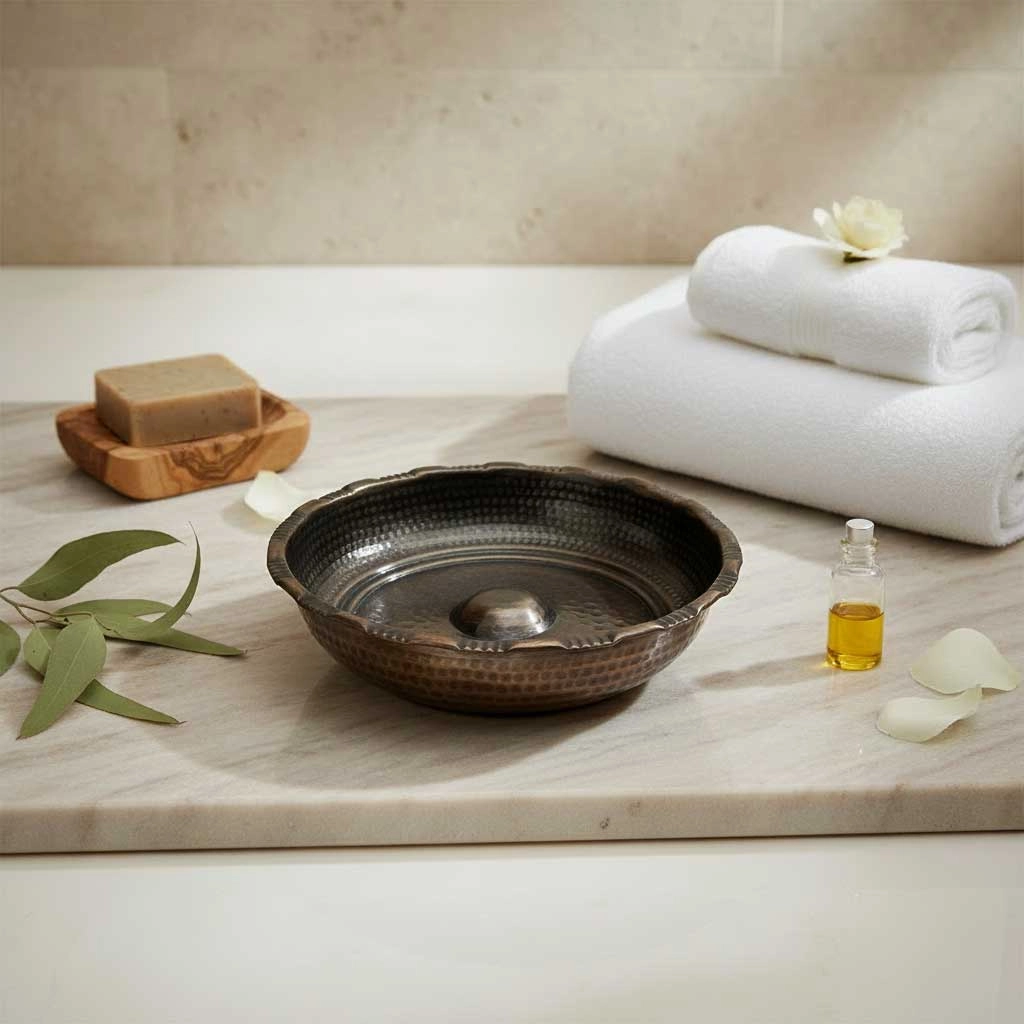 Oksitli Bakır Hamam Tası 16 cm