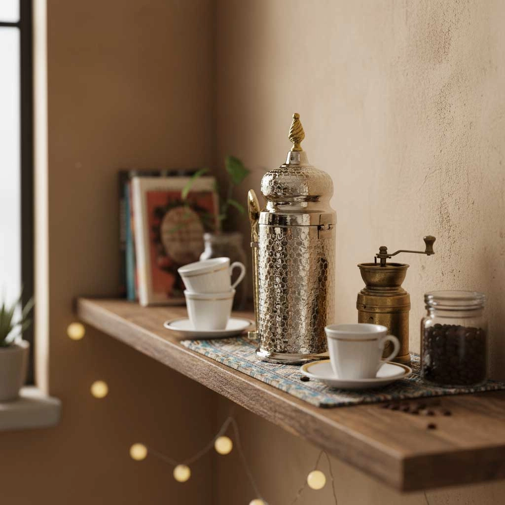 Petek Desen Bakır Kahve Kutusu