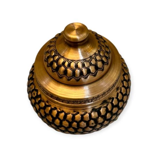 Petek Desenli Bakır Şekerlik, Skoç Eskitme