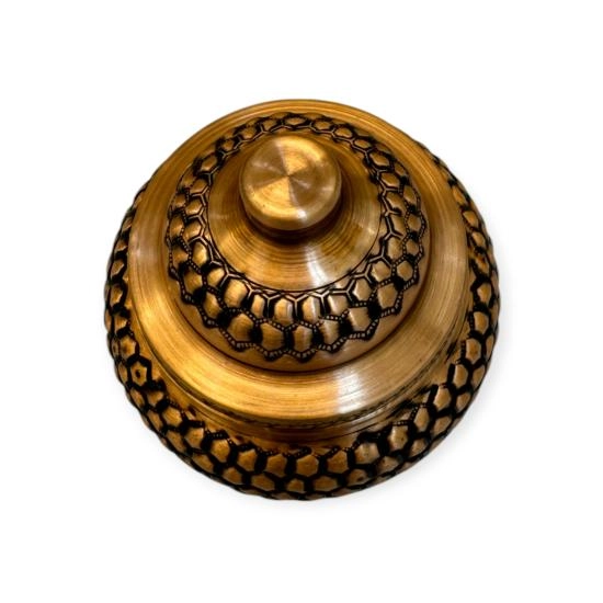 Petek Desenli Bakır Şekerlik, Skoç Eskitme