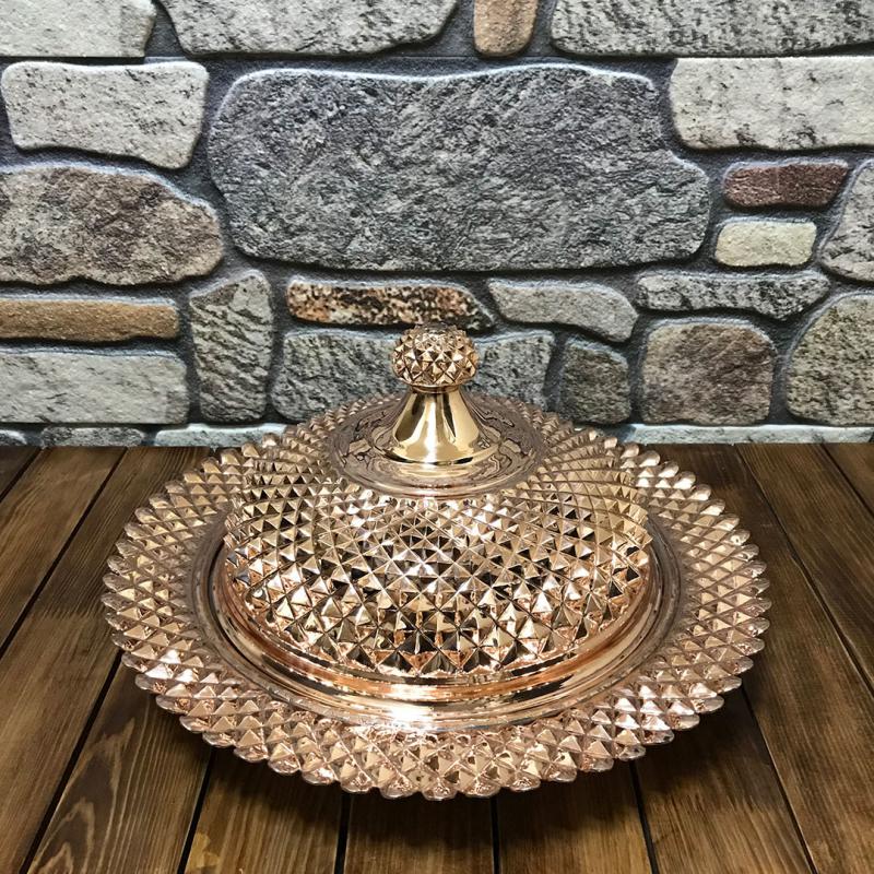 Piramit İşlemeli Bakır Pilavlık 40 cm
