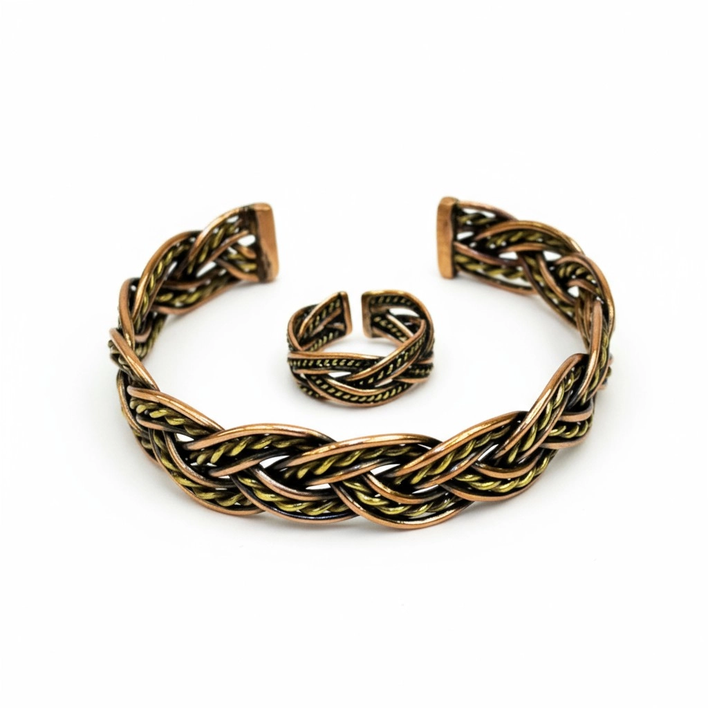 Bakır ve Pirinç Tel Örme Bileklik ve Yüzük