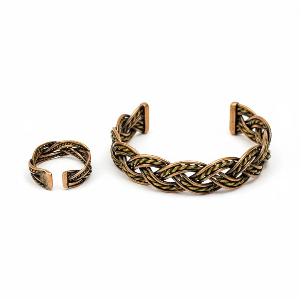 Bakır ve Pirinç Tel Örme Bileklik ve Yüzük
