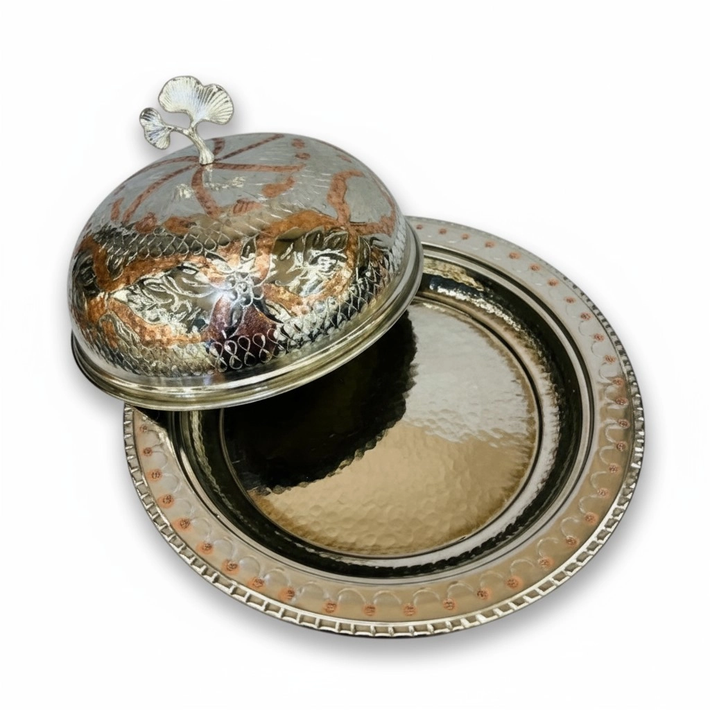 Çift Renkli İşlemeli Bakır Pilavlık No: 3