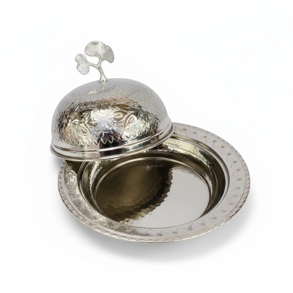 Nikel Kaplama İşlemeli Bakır Pilavlık No: 1