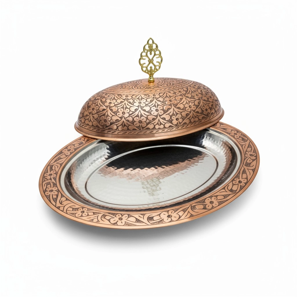 40 cm Ağır İşlemeli Bakır Kayık, Skoç Eskitme