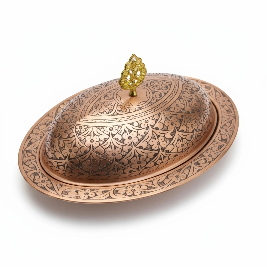 40 cm Ağır İşlemeli Bakır Kayık, Skoç Eskitme