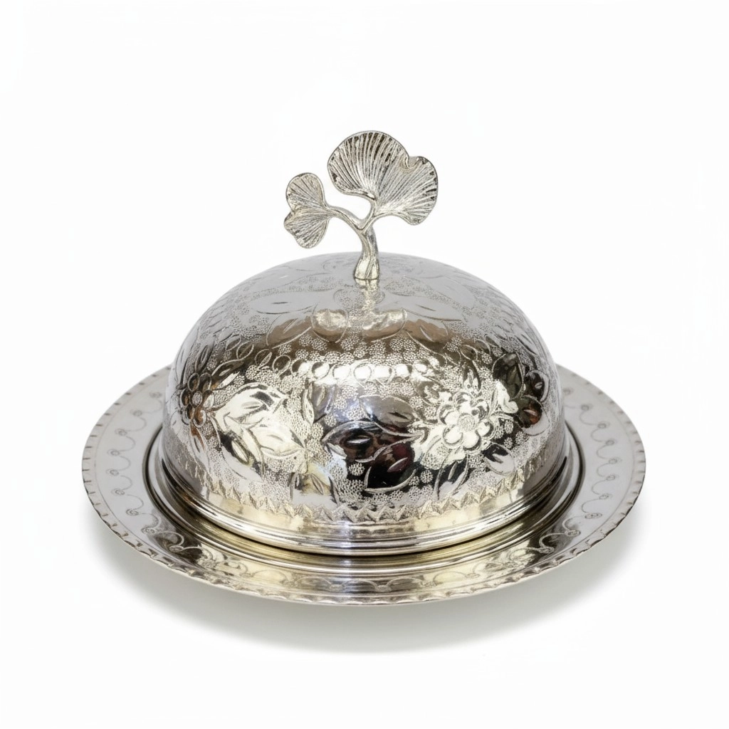 Nikel Kaplama İşlemeli Bakır Pilavlık No: 1