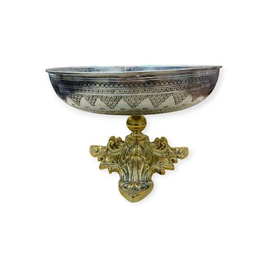 Salkım Desenli Pirinç Ayaklı Meyvelik ve İkramlık