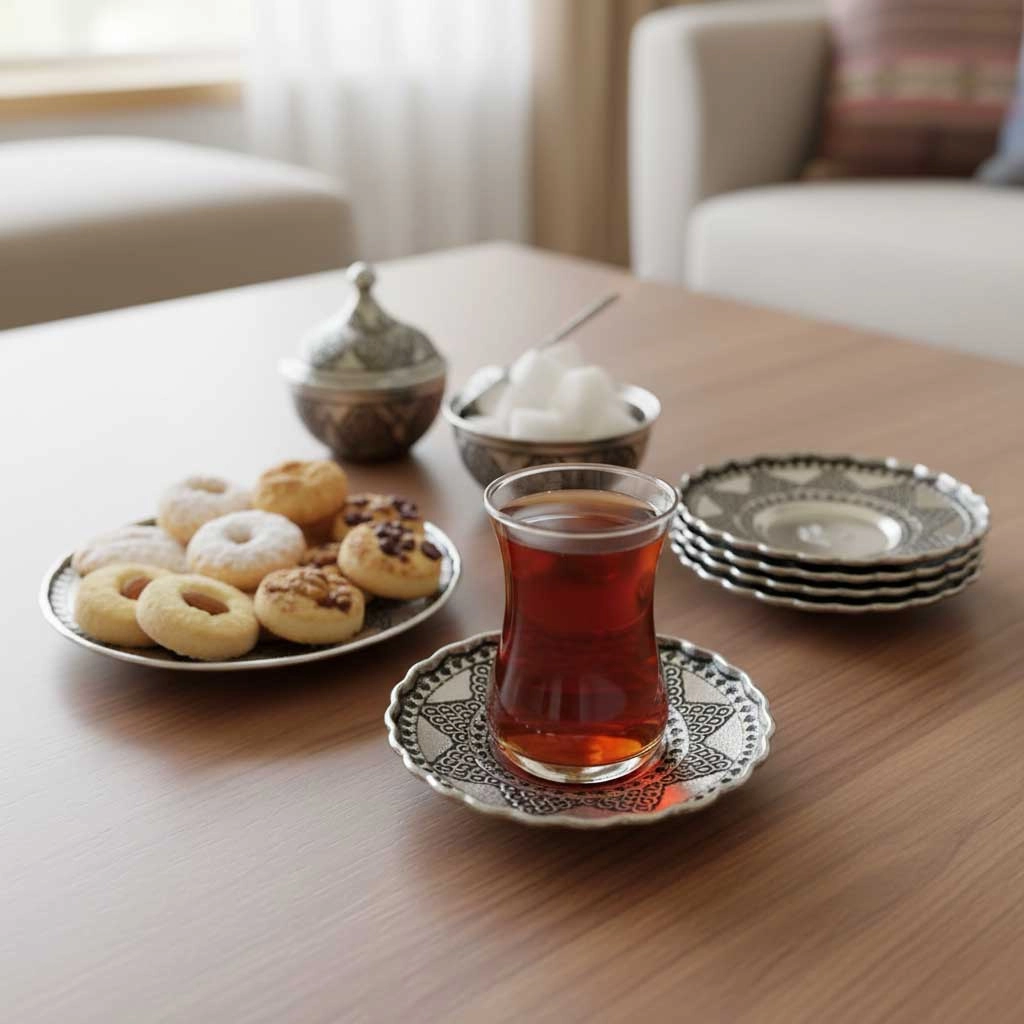 Salkım Desenli Çirtlikli Bakır Çay Tabağı