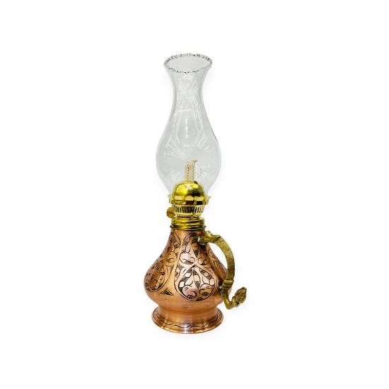 İşlemeli Bakır Gaz Lambası Büyük Boy, G10085