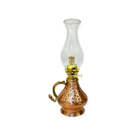 İşlemeli Bakır Gaz Lambası Büyük Boy, G10085