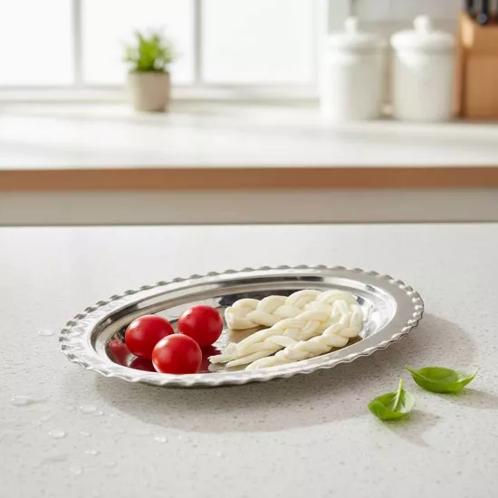 20 cm Çirtikli Oval Kalaylı Mezelik (EFMR-2383-6)