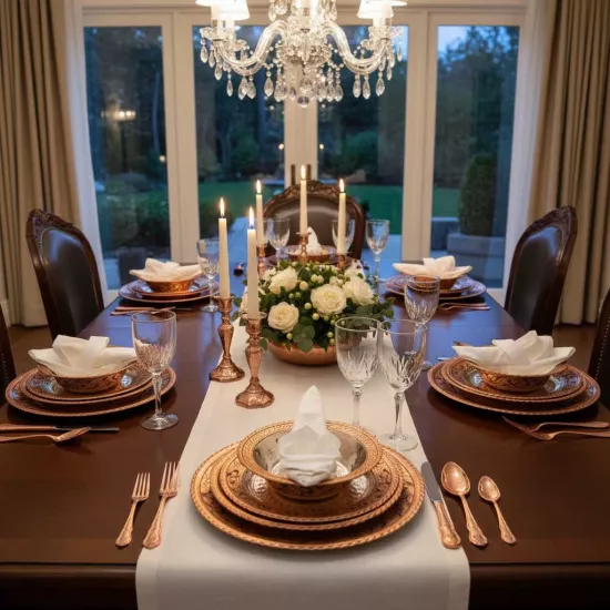 24 Pc. İşlemeli Bakır Yemek Takımı  ( EFMR-1609-5)