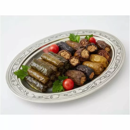 30 cm İşlemeli Bakır Kayık Tabak, İşlemeli Bakır İskender Tabağı (EFMR-2356-4)