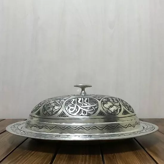30 cm Bakır İşlemeli Eskitme Kayık Sahan (EFMR-2301-4)