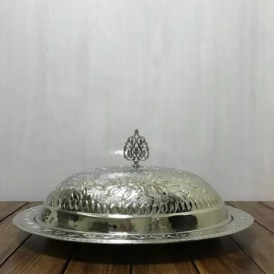 35 cm İşlemeli Bakır Kayık Sahan (EFMR-2308-2)