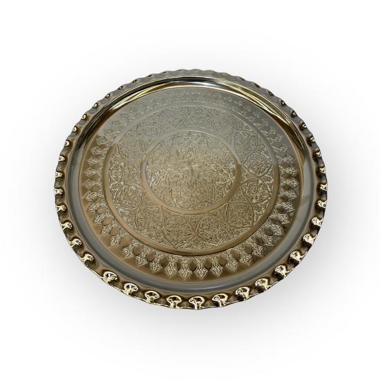 İşlemeli Çirtikli Bakır Tepsi 35 cm (EFMR-2936-2)